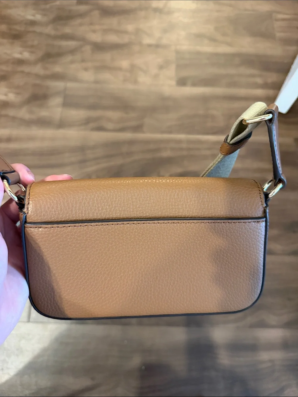 Michael Kors Brown Leather Crossbody with Cream Strap